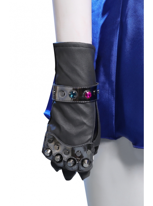Final Fantasy VII Remake Tifa Lockhart Blue Sexy Backless Dress Halloween Cosplay Accessories Black Gloves