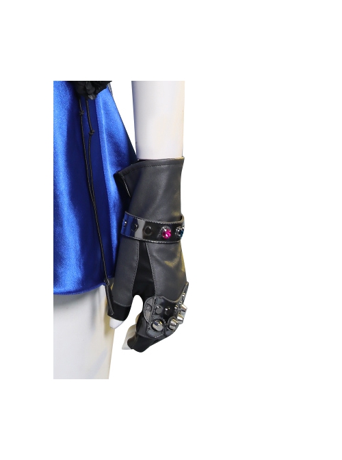 Final Fantasy VII Remake Tifa Lockhart Blue Sexy Backless Dress Halloween Cosplay Accessories Black Gloves