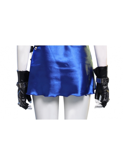 Final Fantasy VII Remake Tifa Lockhart Blue Sexy Backless Dress Halloween Cosplay Accessories Black Gloves