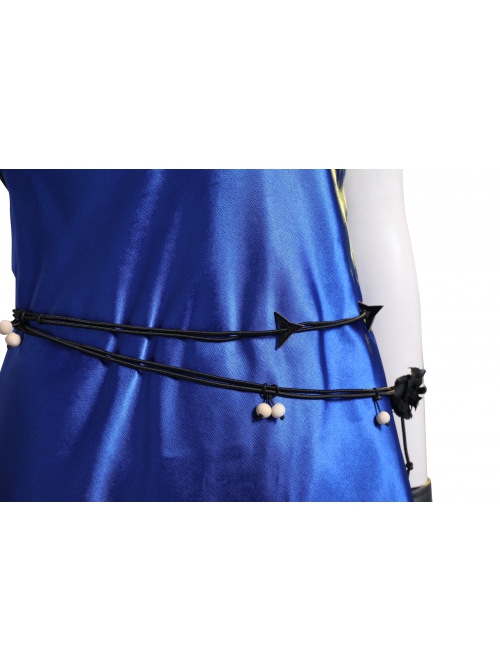 Final Fantasy VII Remake Tifa Lockhart Blue Sexy Backless Dress Halloween Cosplay Accessories Necklace Waistband And Earrings