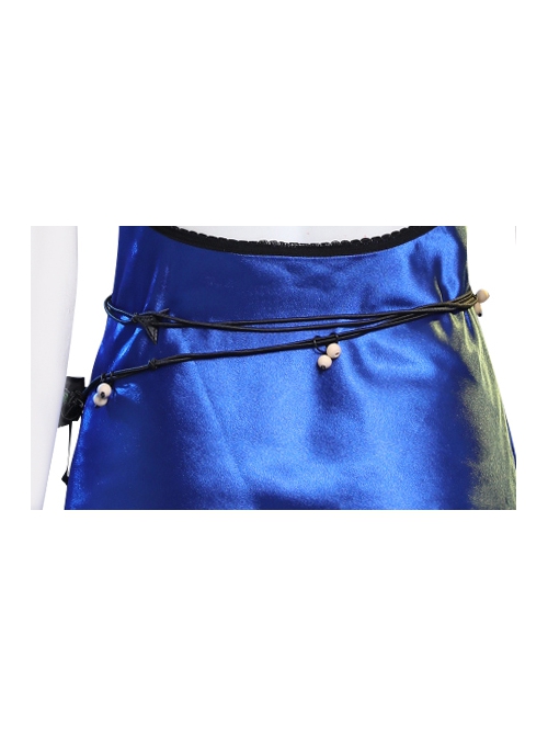 Final Fantasy VII Remake Tifa Lockhart Blue Sexy Backless Dress Halloween Cosplay Accessories Necklace Waistband And Earrings