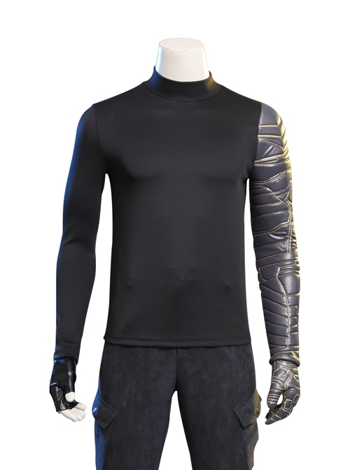 The Falcon And The Winter Soldier Winter Soldier Bucky Barnes Brown Jacket Set Halloween Cosplay Costume Black Bottoming Top