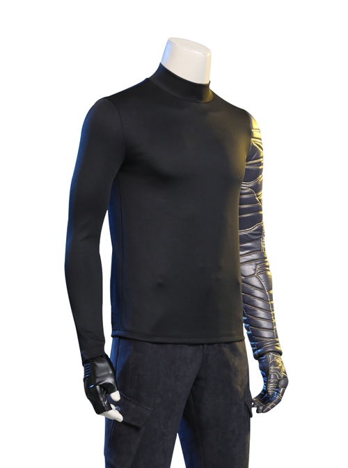 The Falcon And The Winter Soldier Winter Soldier Bucky Barnes Brown Jacket Set Halloween Cosplay Costume Black Bottoming Top