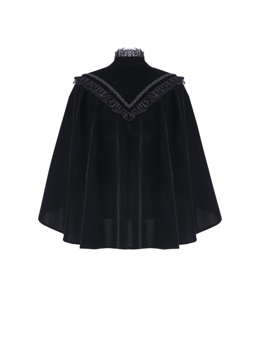 Gothic Embroidery Collar Elegant Black Velvet Cape