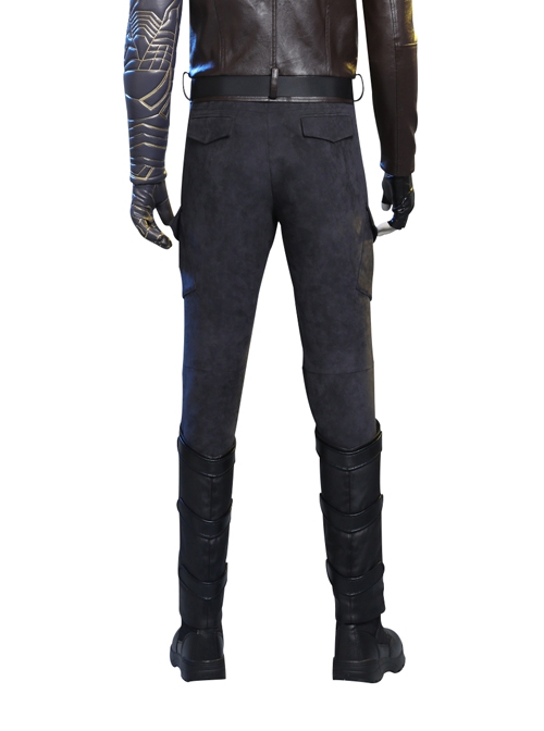 The Falcon And The Winter Soldier Winter Soldier Bucky Barnes Brown Jacket Set Halloween Cosplay Costume Black Trousers