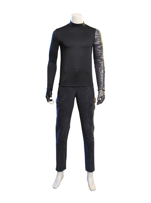 The Falcon And The Winter Soldier Winter Soldier Bucky Barnes Brown Jacket Set Halloween Cosplay Costume Black Trousers