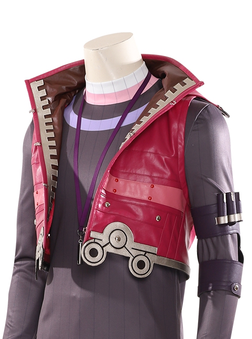 Xenoblade Chronicles Shulk Pink Vest Jacket Set Halloween Cosplay Costume Pink Vest