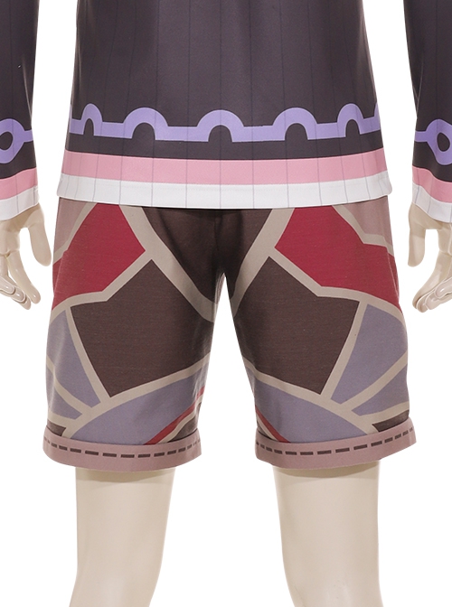 Xenoblade Chronicles Shulk Pink Vest Jacket Set Halloween Cosplay Costume Shorts