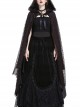 Gothic Red And Black Lace Halloween Witch Hooded Long Cloak