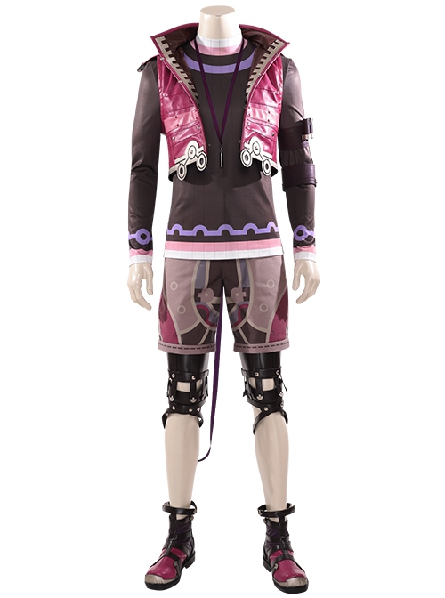 Xenoblade Chronicles Shulk Pink Vest Jacket Set Halloween Cosplay Accessories Shoes