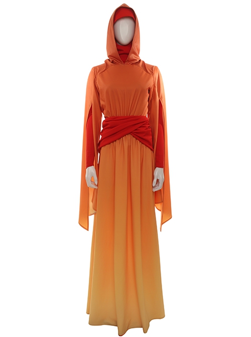 Star Wars Episode I The Phantom Menace Padme Amidala Orange Gradient Dress  Halloween Cosplay Costume Red Bottoming Top - Magic Wardrobes