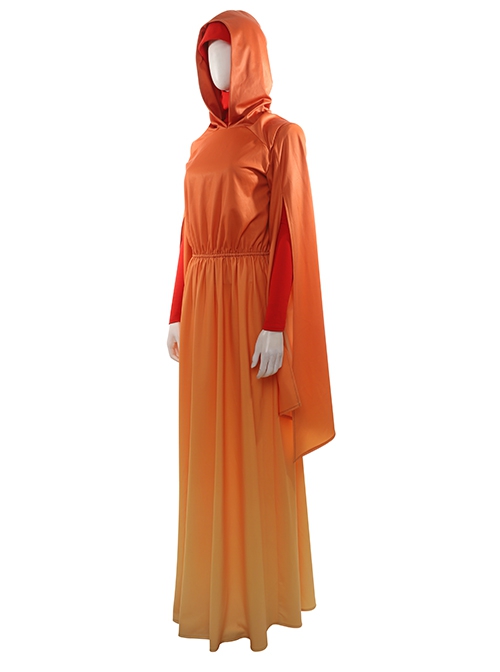 Star Wars Episode I The Phantom Menace Padme Amidala Orange Gradient Dress Halloween Cosplay Costume Orange Gradient Dress
