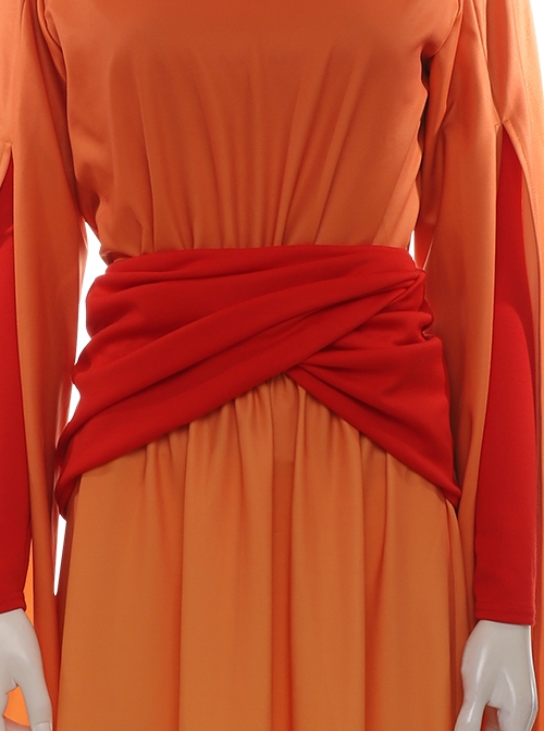 Star Wars Episode I The Phantom Menace Padme Amidala Orange Gradient Dress Halloween Cosplay Accessories Red Girdle