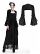 Gothic Black Velvet Long Sleeve Shoulder Cape