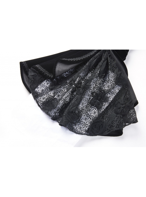Gothic Black Velvet Long Sleeve Shoulder Cape