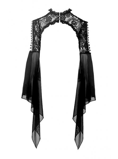 Gothic Black Sexy Hollow Out Lace Splicing Tulle Shoulder Cape