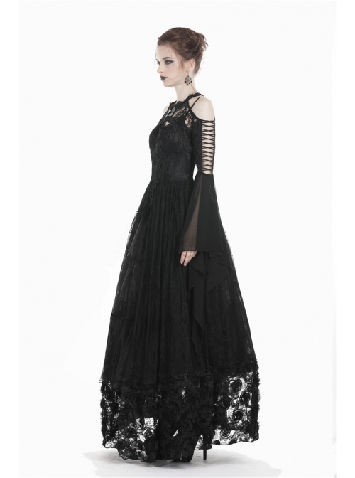 Gothic Black Sexy Hollow Out Lace Splicing Tulle Shoulder Cape