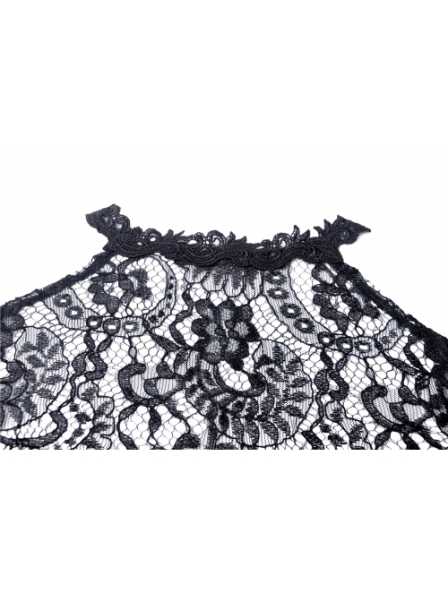 Gothic Black Sexy Hollow Out Lace Splicing Tulle Shoulder Cape