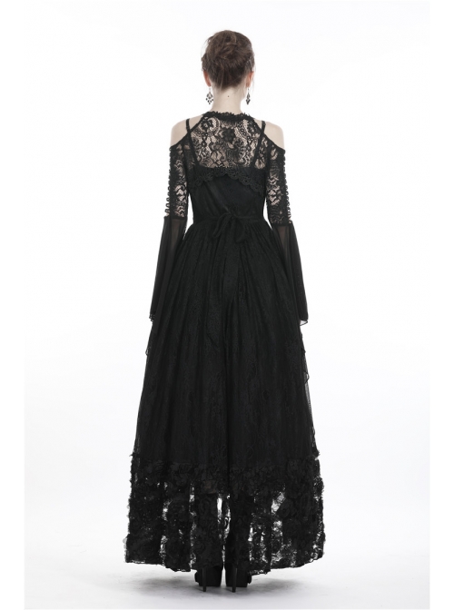 Gothic Black Sexy Hollow Out Lace Splicing Tulle Shoulder Cape