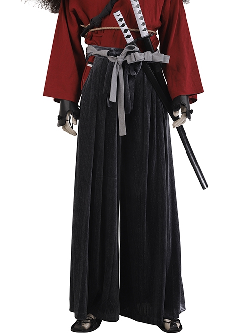 Ghost Of Tsushima Jin Sakai Red Samurai Suit Halloween Cosplay Costume Black Trousers