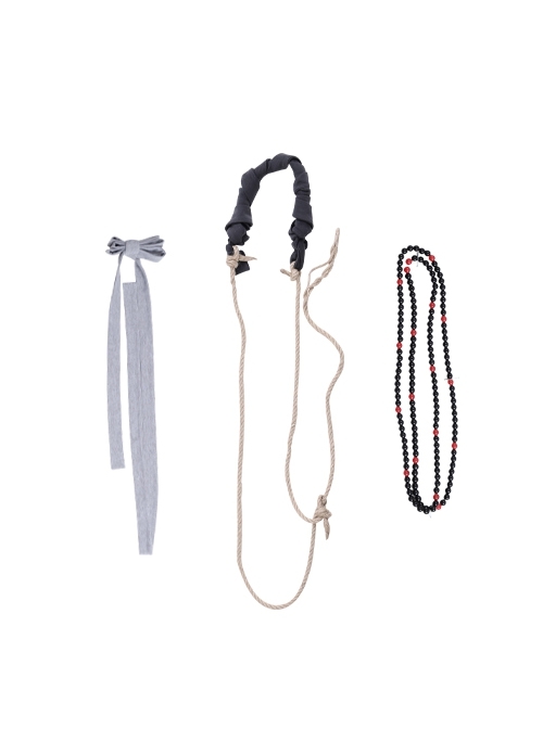 Ghost Of Tsushima Jin Sakai Red Samurai Suit Halloween Cosplay Accessories Beads Chain Shoulder Straps And Waistband