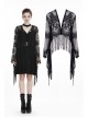 Gothic Black Hollow-out Embroidery Tassel Kimono Sleeves Tie-up Cape