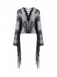 Gothic Black Hollow-out Embroidery Tassel Kimono Sleeves Tie-up Cape