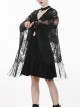 Gothic Black Hollow-out Embroidery Tassel Kimono Sleeves Tie-up Cape