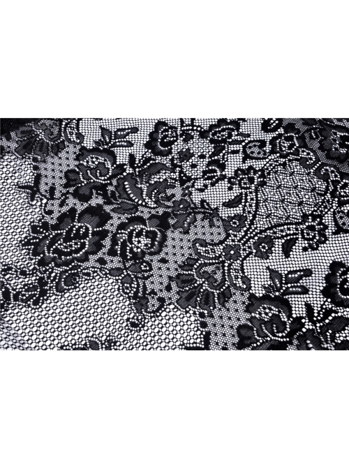 Gothic Black Hollow-out Embroidery Tassel Kimono Sleeves Tie-up Cape