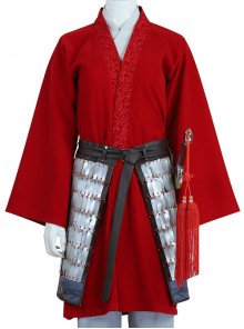 Mulan Red Battle Suit Halloween Cosplay Costume Red Outerwear