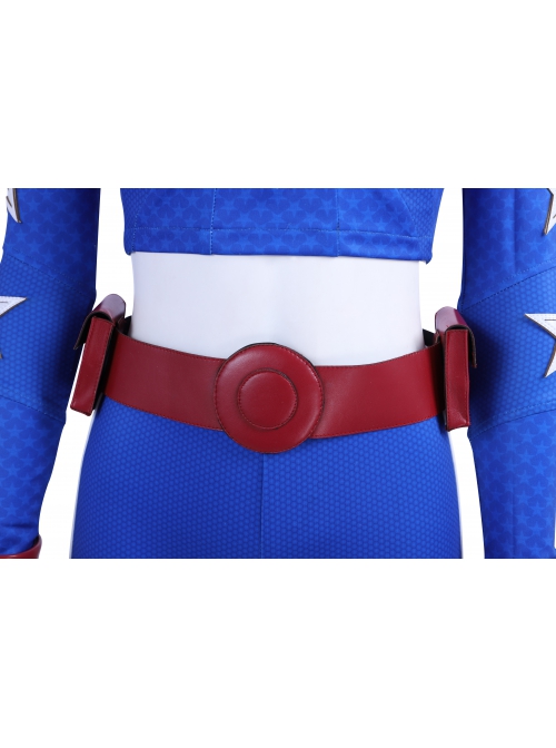 Stargirl Courtney Whitmore Blue Tight Clothing Suit Halloween Cosplay Accessories Red Waistband