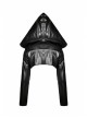 Punk Black PU Leather Zipper Masked Hooded Long Sleeve Shoulder Cape
