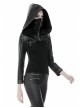 Punk Black PU Leather Zipper Masked Hooded Long Sleeve Shoulder Cape