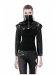 Punk Black PU Leather Zipper Masked Hooded Long Sleeve Shoulder Cape