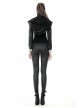 Punk Black PU Leather Zipper Masked Hooded Long Sleeve Shoulder Cape
