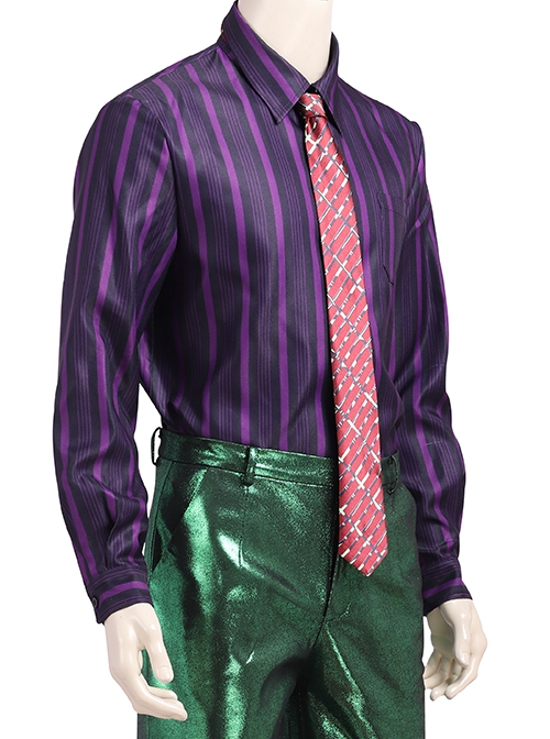 Gotham Season 5 The Joker Purple Coat Green Suit Halloween Cosplay Costume Purple Striped Shirt