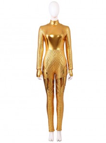 Wonder Woman 1984 Wonder Woman Diana Prince Golden Battle Suit Halloween Cosplay Costume Golden Bodysuit