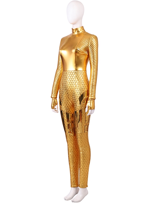 Wonder Woman 1984 Wonder Woman Diana Prince Golden Battle Suit Halloween Cosplay Costume Golden Bodysuit