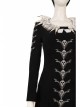 Maleficent Skeleton Embroidered Black Long Dress Halloween Cosplay Costume Black Dress