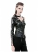 Punk Shining PU Leather One Shoulder Rivet Decoration Long Sleeve Halter Cape