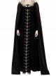 Maleficent Skeleton Embroidered Black Long Dress Halloween Cosplay Costume Black Cloak