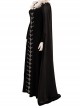 Maleficent Skeleton Embroidered Black Long Dress Halloween Cosplay Costume Black Cloak