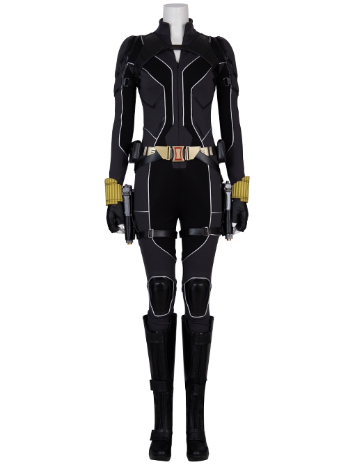 Black Widow Natasha Romanoff Black Battle Suit Halloween Cosplay Costume Black Bodysuit