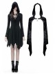 Gothic Black Shining Velvet Long Sleeve Hooded Witch Shoulder Cape
