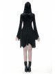Gothic Black Shining Velvet Long Sleeve Hooded Witch Shoulder Cape
