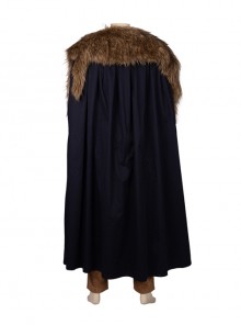 Vikings Ragnar Lothbrok Fur Collar Cloak Suit Halloween Cosplay Costume Black Cloak With Fur Collar
