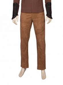 Vikings Ragnar Lothbrok Fur Collar Cloak Suit Halloween Cosplay Costume Brown Trousers