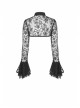 Gothic Cheongsam Collar Black Embroidered Lace Long Sleeve Sexy Shoulder Cape