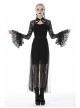 Gothic Cheongsam Collar Black Embroidered Lace Long Sleeve Sexy Shoulder Cape