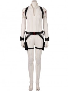 Black Widow Natasha Romanoff White Battle Suit Halloween Cosplay Costume White Bodysuit